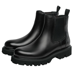 维履马丁靴男秋冬加绒中高帮切尔西靴英伦风真皮厚底增高烟筒靴男