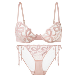 弗利少女法式内衣女软钢圈文胸 周年限定蝴蝶结刺绣性感胸罩套装