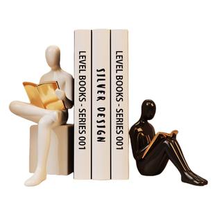 轻奢意式读书人物书挡艺术摆件书房电视柜小众高级感办公室装饰品