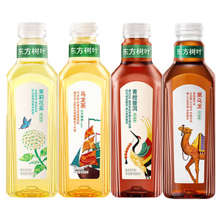 农夫山泉东方树叶900ml无糖茶饮料*4瓶茉莉花茶乌龙茶0糖0卡普洱