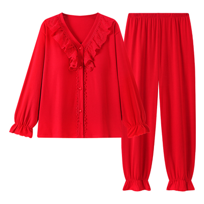 棉质女款带胸垫睡衣本命年家居服