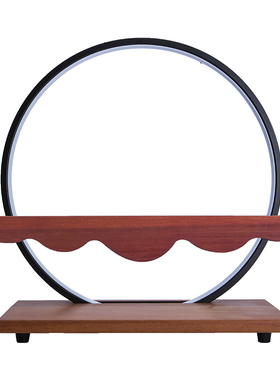 DIY灯圈摆件实木发光展示底座客厅玄关工艺品装饰新中式家居摆件