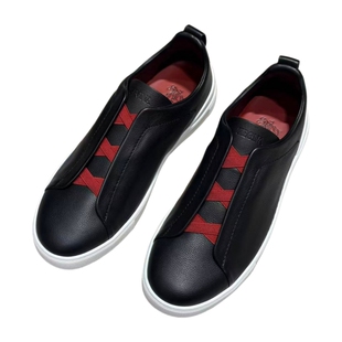 马年限定鞋GKD/杰尼家轻奢男鞋新款黑色头层牛皮板鞋潮流休闲皮鞋