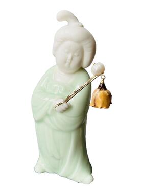 摆件唐仕女青釉白瓷桌面