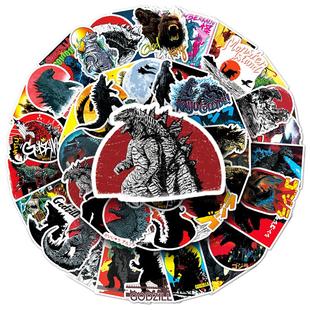 100张Godzilla哥斯拉贴纸创意卡通潮流炫酷彩绘涂鸦影视剧素材笔记本滑板吉他行李箱平板冰箱咕卡手机壳贴画