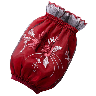 秋冬季韩版短款蕾丝防污袖套女士上班工作护袖刺绣套袖羽绒服手袖