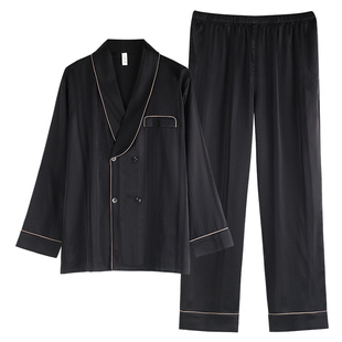 轩靓男士睡衣春秋冰丝四季长袖新中式仿真丝绸大码夏款家居服套装