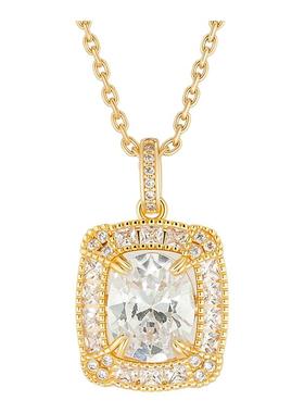 fettero金色方牌蛋形石项链