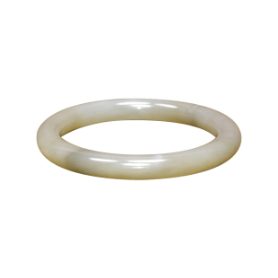 紫润轩和田玉青海料藕粉圆条手镯52 8MM老熟哑光淡粉色玉镯珍品