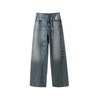 【ICEDUST】hug 2025秋冬新款抽绳宽松牛仔长裤icedust