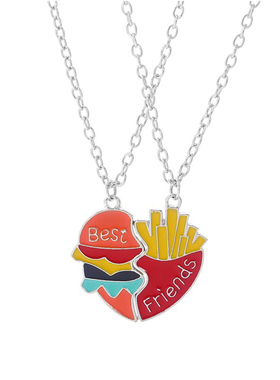 二人拼接项链仿食物吊坠闺蜜饰品