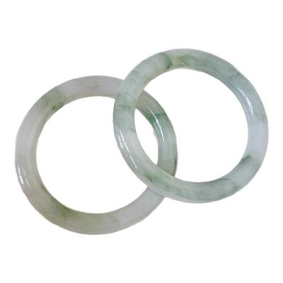 【无优化】天然飘花翡翠色玉手镯