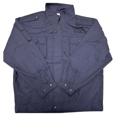 作训服网格布藏青偏黑色保安夏季长袖耐磨工作夹克作训服套装冬季