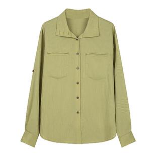 solighter 法式复古条纹长袖衬衫女秋季2025新款气质宽松衬衣上衣