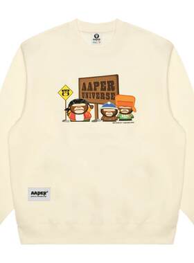 Aape印花休闲潮流薄绒圆领卫衣