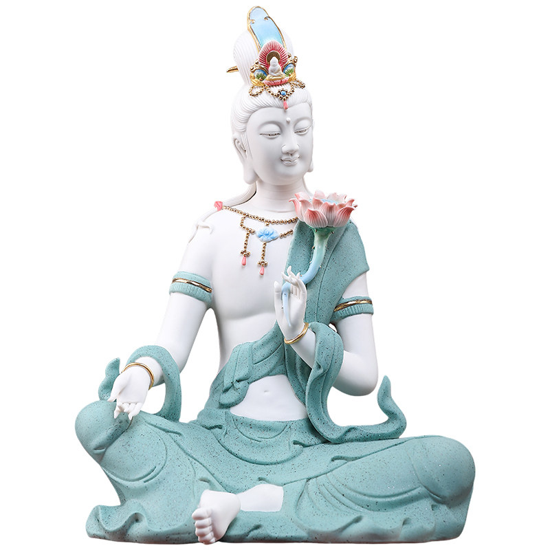 莲花水月观音敦煌彩陶瓷自在