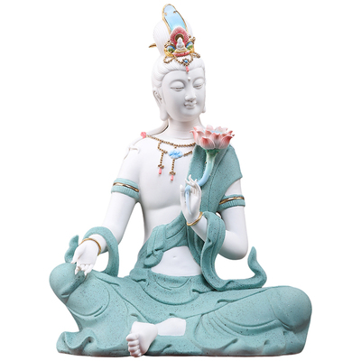 莲花水月观音敦煌彩陶瓷自在