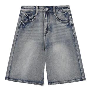it :5cm/FIVECM美式复古水洗七分阔腿牛仔裤女装2025夏季宽松短裤