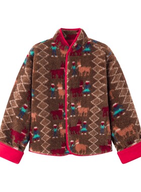 MANHOJIA【小马费尔岛】新年棉服拜年服男女童保暖红色羊羔毛外套