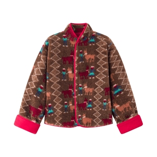 MANHOJIA【小马费尔岛】新年棉服拜年服男女童保暖红色羊羔毛外套