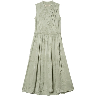 EXCEPTION例外女装中式提花素雅褶皱设计新中式连衣裙子