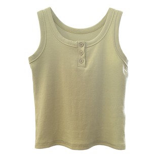 纽扣纯棉吊带背心女内搭夏秋新款带胸垫外穿遮肚高级打底漂亮上衣