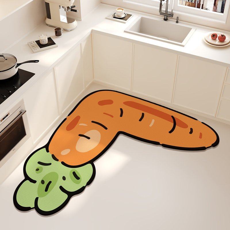 卡通蔬菜厨房L型专用地垫家用耐脏防滑防油免洗地毯吸水速干脚垫