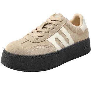 百丽复古厚底德训鞋女鞋秋季新款跑道运动休闲鞋子E2E1DCM5