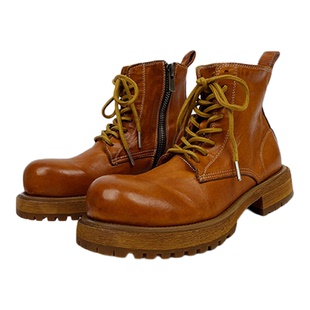 马丁靴男水洗马皮高级感cleanfit小众冬季新款厚底增高潮流短靴子