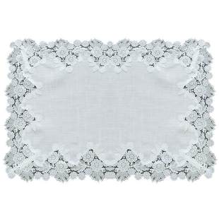 唯米9917简约百搭白色麻棉餐桌布台布美式家用长方形蕾丝茶几盖巾