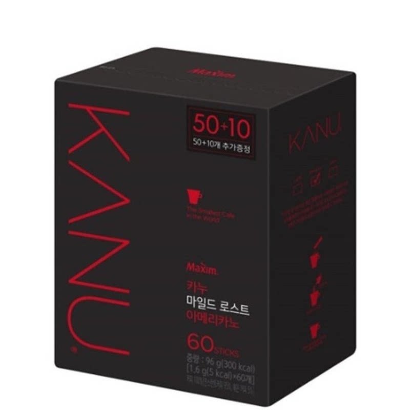 KANU 进口韩国轻度烘焙美式咖啡1.6g*60条纯黑低卡低热量办公提神