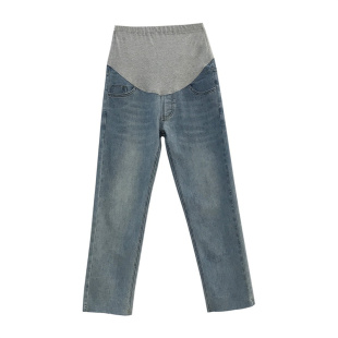 氧气蓝～孕妇牛仔裤外穿韩国时尚显瘦春秋弹力九分直筒烟管裤子春