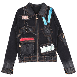 暗黑系2025春秋炸街时尚休闲牛仔外套女港风复古女装个性长袖上衣