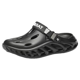 星期六洞洞鞋男款2025新款夏季厚底沙滩凉鞋男士外穿二用包头拖鞋