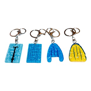 swimming pool生动水波纹亚克力钥匙扣包书包挂件游泳馆纪念礼品