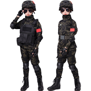 高端儿童迷彩服套装男童特种兵儿童战斗服装生日礼物女军训迷彩服