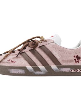 Adidas neo VL 莓莓栗子甜酷涂鸦做旧低帮休闲板鞋男女鞋定制鞋
