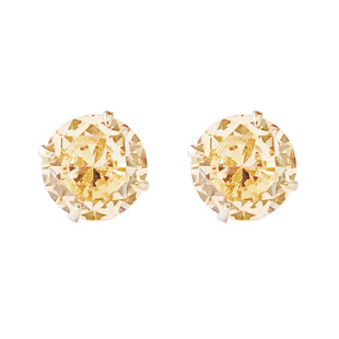 买三对送一 s925纯银耳钉女香蕉黄显肤色黄钻时尚耳骨钉养耳洞