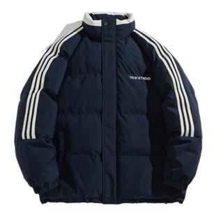 TIRED美式潮流运动棉衣男女2024冬季新款三条杠面包服保暖棉服潮