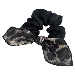 Miss Tura韩国进口豹纹蝴蝶结缎面大肠发圈扎马尾丸子头发绳