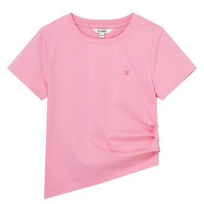 ELAND圆领修身开叉下摆短袖