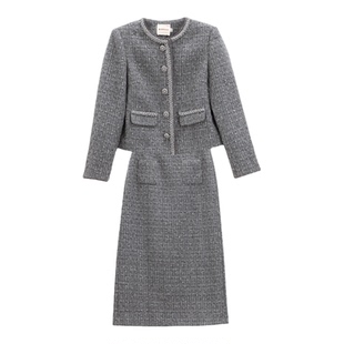 芭依璐2026春装新款时尚套秋气质短款外套小香风半身裙子两件套女