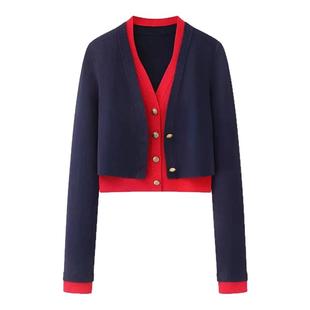 ariosea艾诺丝槿官方旗舰店正品2026春V领假两件针织开衫BR801144