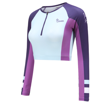 pridonna分体长袖泳衣撞色拼接