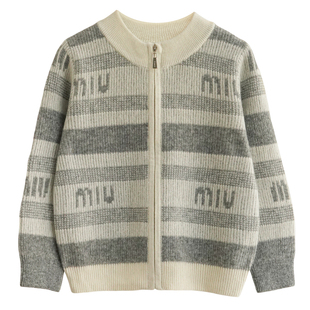 洪叶云台100%儿童纯山羊绒毛衣男女童保暖打底衫拉链开衫双股加厚