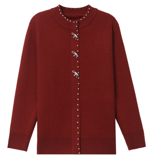 妈妈秋冬装毛衣加绒加厚保暖上衣过年新衣服中老年女一体绒打底衫