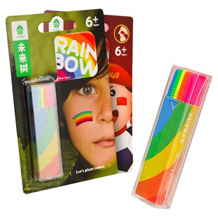 人体彩绘棒面部彩虹条儿童宝宝水溶性可水洗6色活动画脸蜡笔世界杯装饰氛围画笔不脏手无毒网红彩妆多色涂鸦