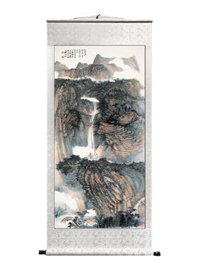 竖款张大千山水画挂画玄关国画