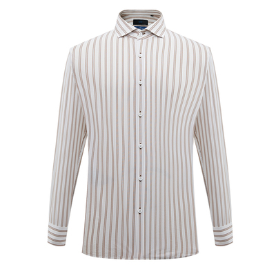 BONI/堡尼春夏新品商务长袖衬衫修身竖条纹男士休闲衬衣GL134191B