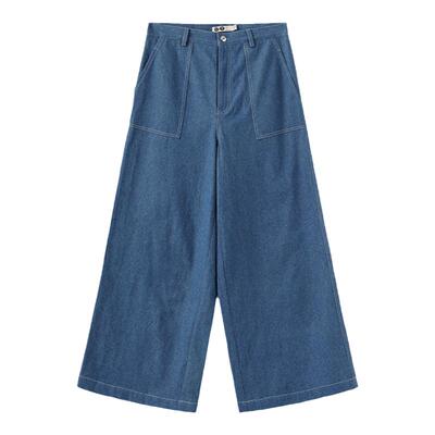 Ji Cheng吉承原创阔腿牛仔裤 时尚大口袋宽松垂感水洗显瘦牛仔裤